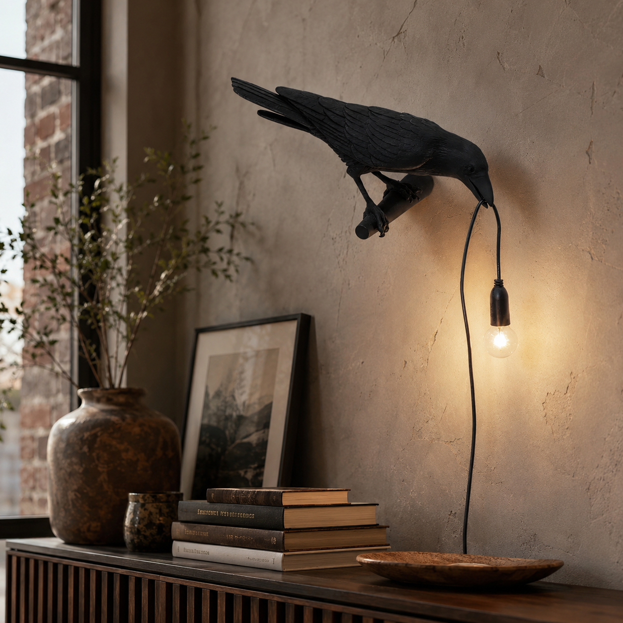 🎃 Gothic Lucky Crow Lamp