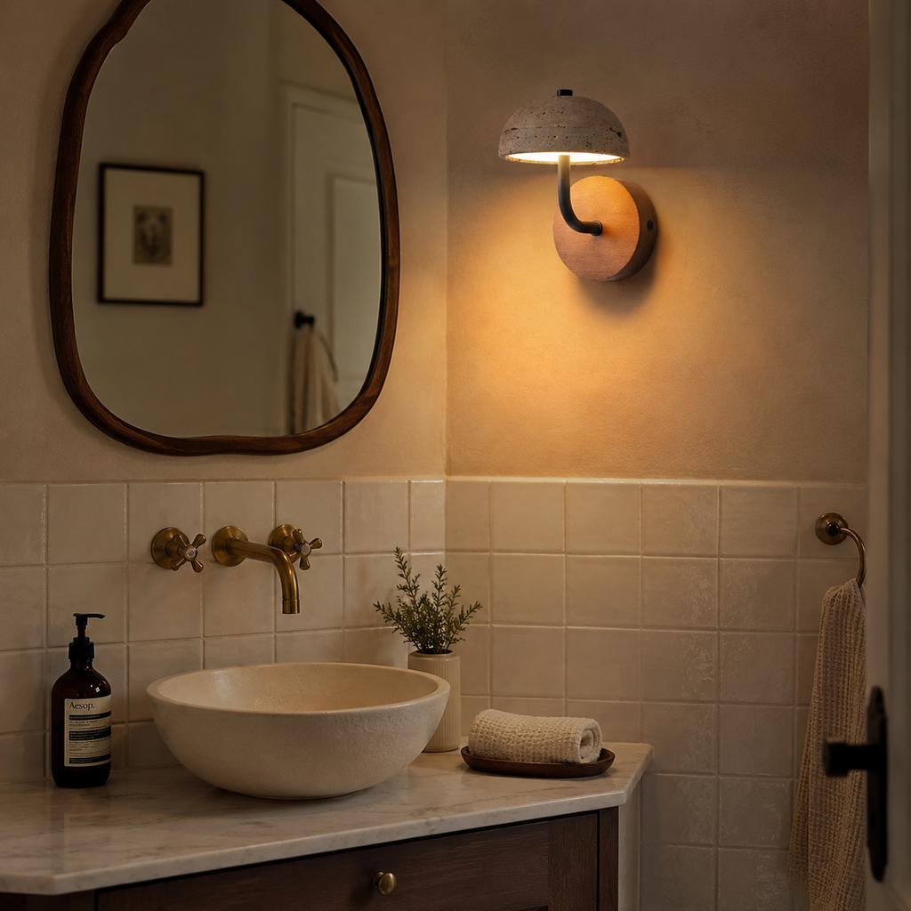 Travertine Mushroom Wall Lamp