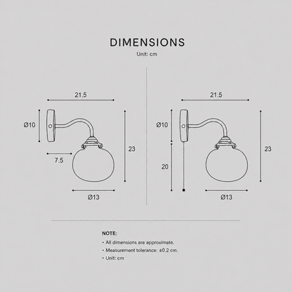 Ribbed Glass Globe Wall Sconce