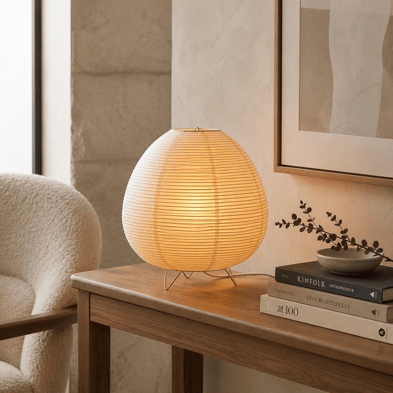 Tischlampe aus Reispapier