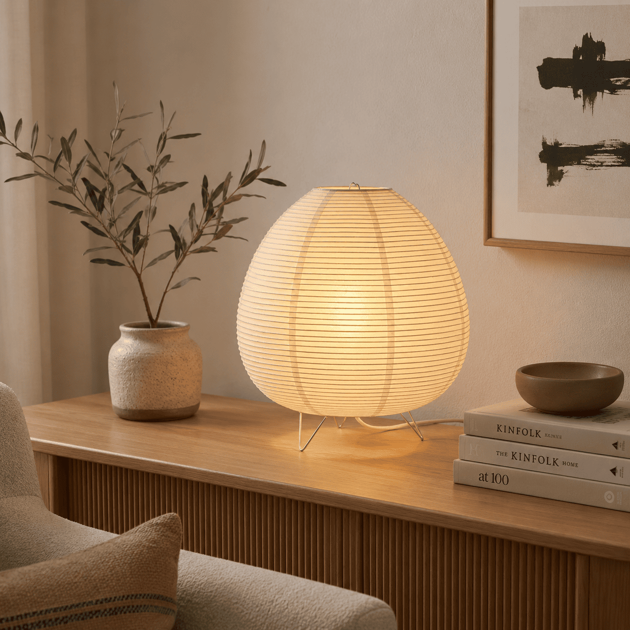 Tischlampe aus Reispapier
