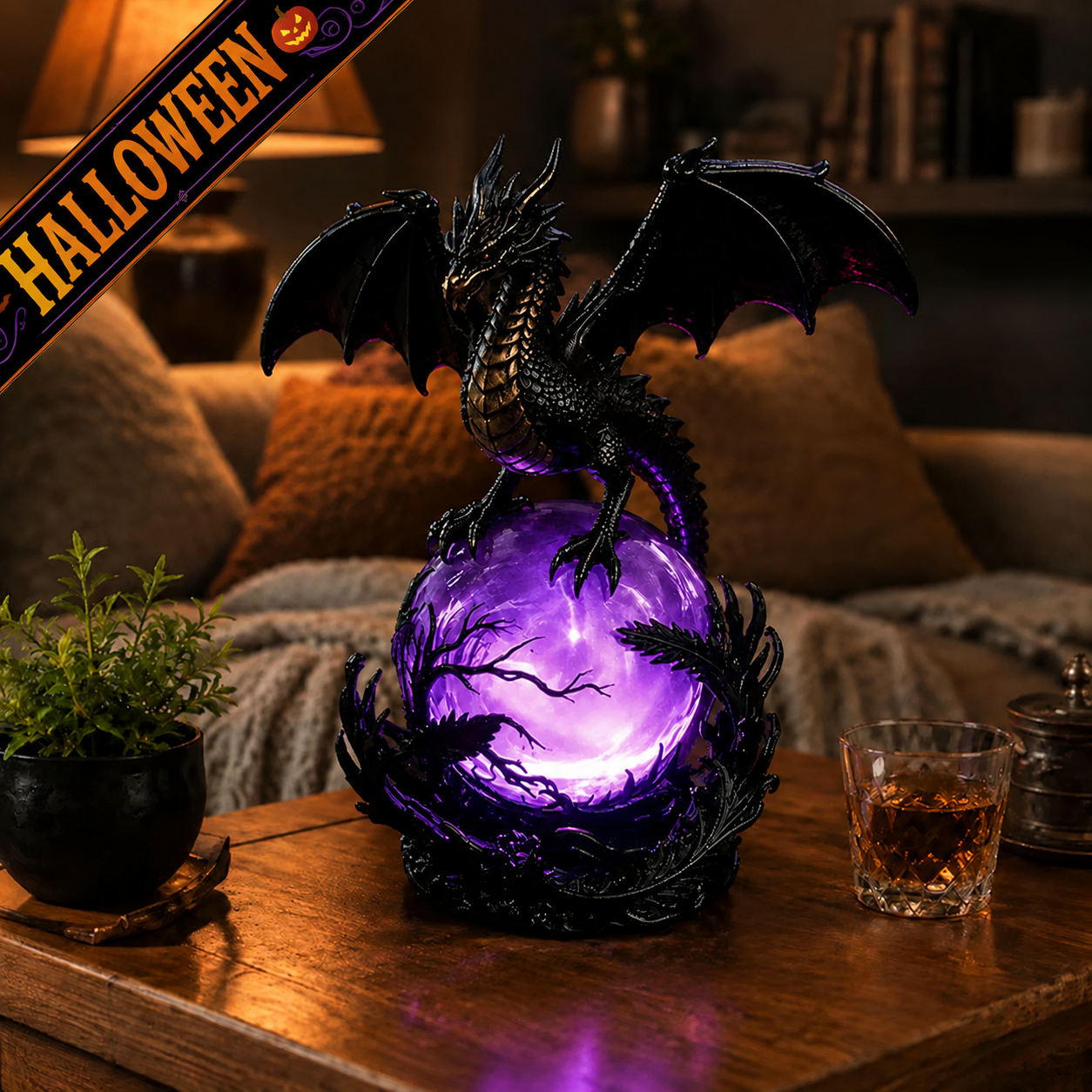 Gothic Dragon LED Crystal Ball Lamp