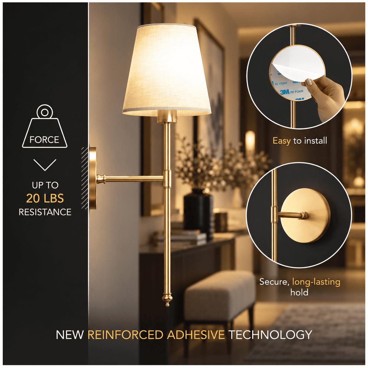 Battery Operated Peel & Stick Wall Sconces (Set of 2)