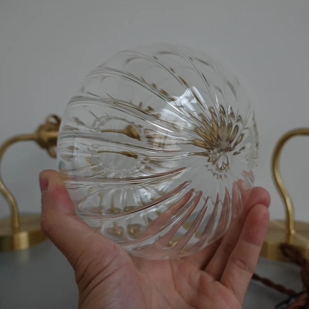Ribbed Glass Globe Wall Sconce