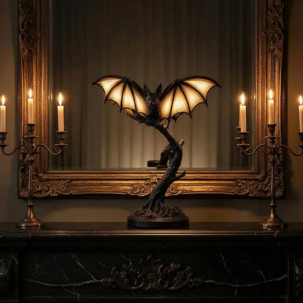 🎃 Gothic Bat Tree Branch Lamp