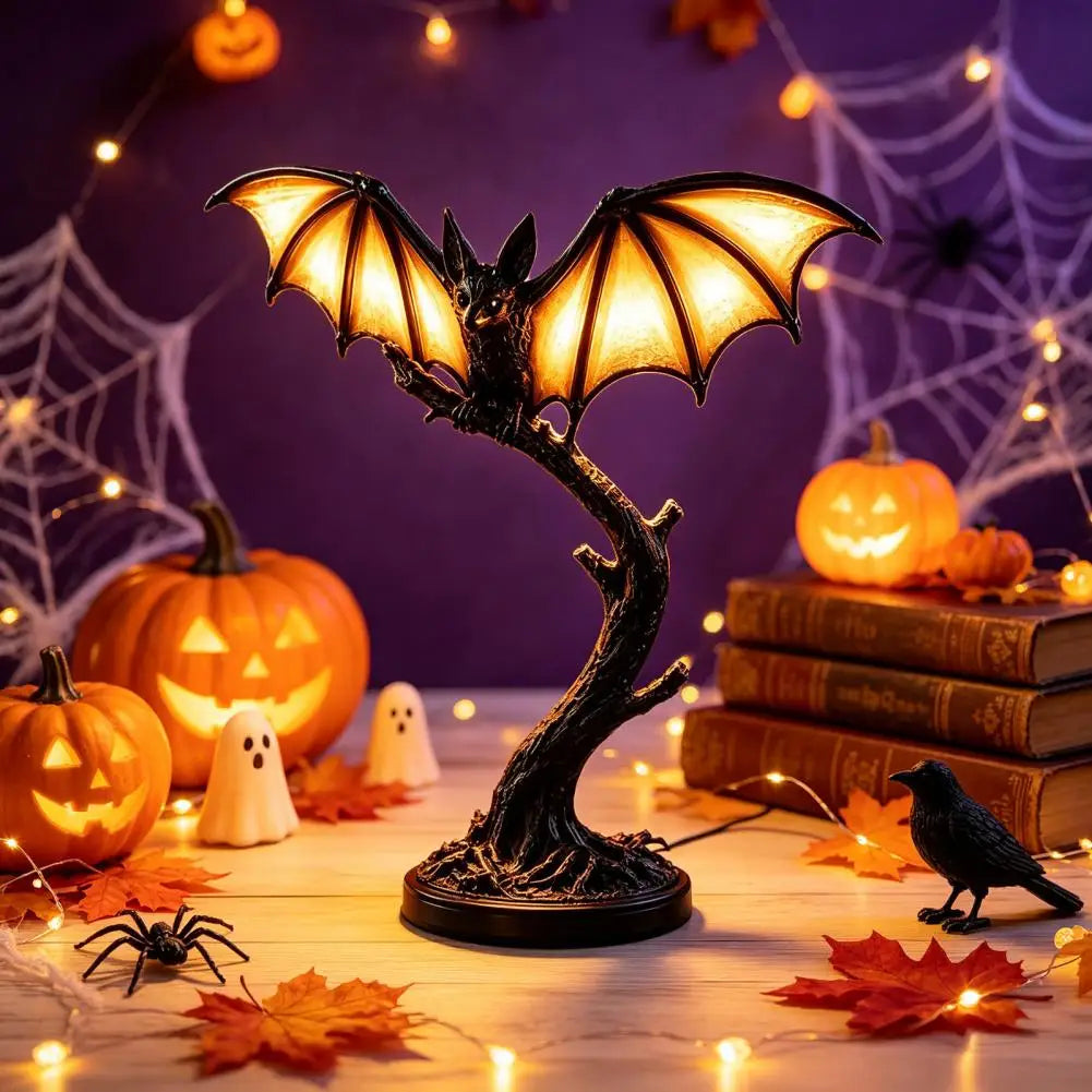 🎃 Gothic Bat Tree Branch Lamp