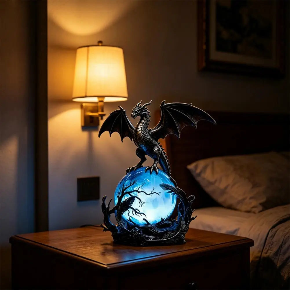 🎃 Gothic Dragon Crystal Ball Lamp