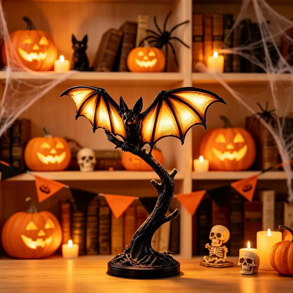 🎃 Gothic Bat Tree Branch Lamp