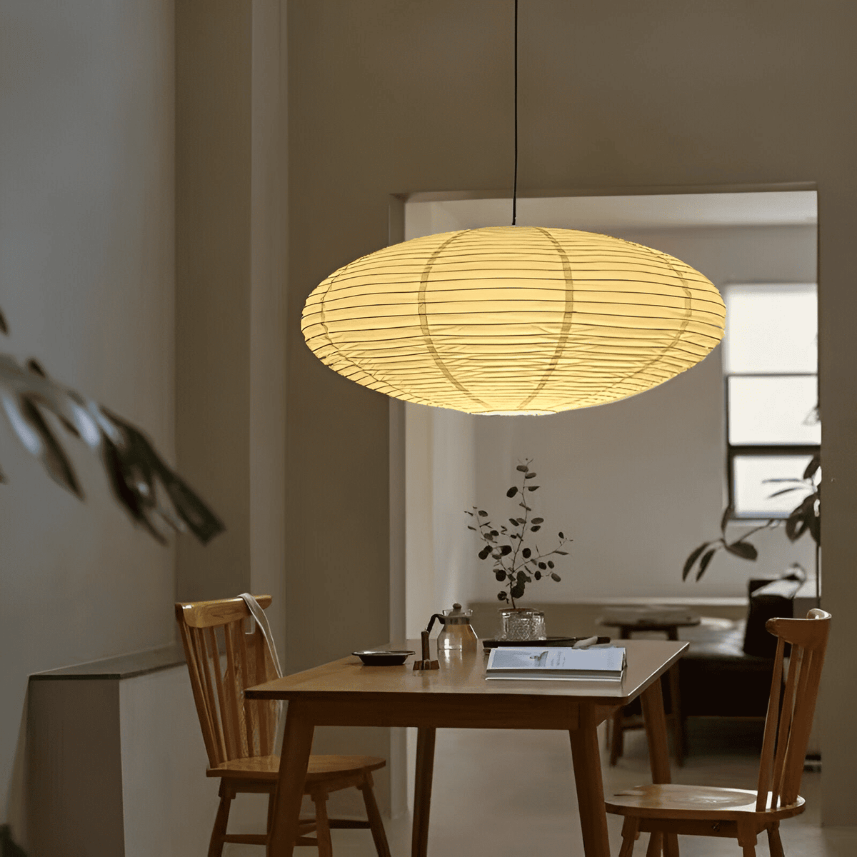 Suspension Ovale en Papier de Riz