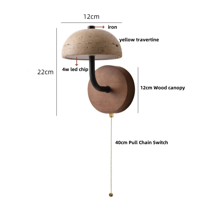 Travertine Mushroom Wall Lamp