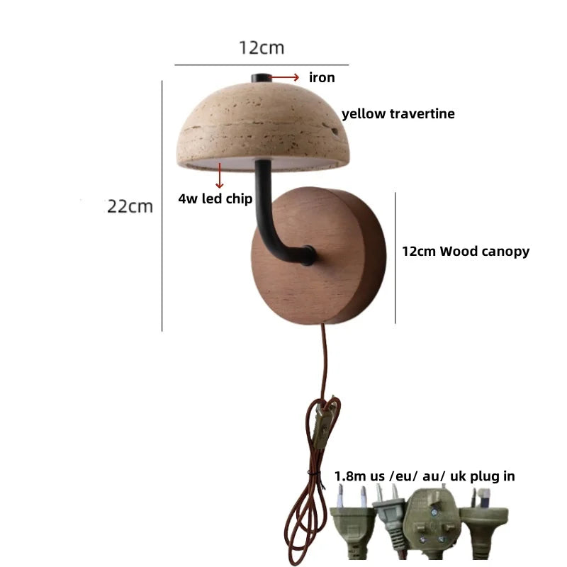 Travertine Mushroom Wall Lamp