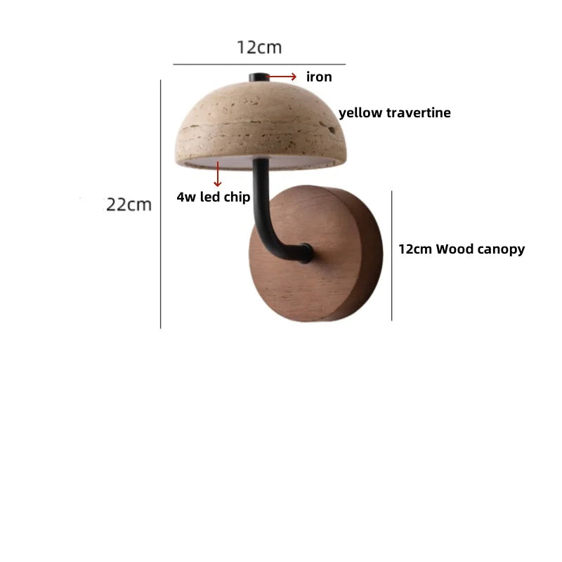 Travertine Mushroom Wall Lamp